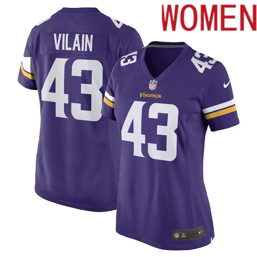 Women Minnesota Vikings #43 Luiji Vilain Nike Purple Game Player NFL Jersey->women nfl jersey->Women Jersey